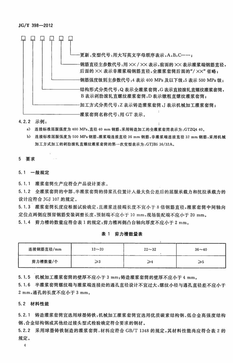 JGT398-2012钢筋连接用灌浆套筒操作规范标准